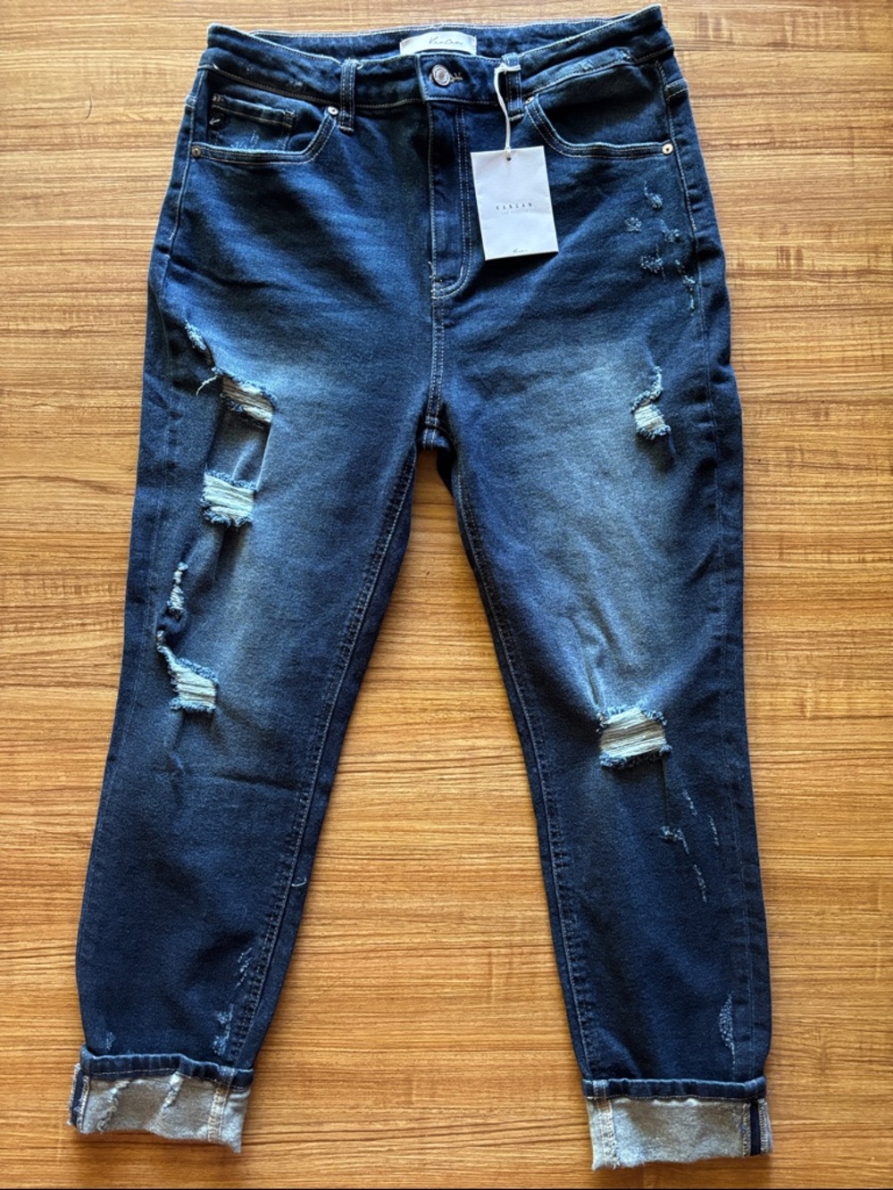 KanCan Dark Blue Distressed Boyfriend Jeans